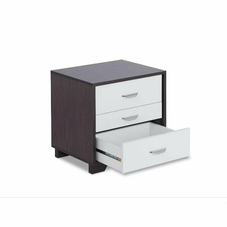 HOMEROOTS HomeRoots 374206 Black & White Metal 3 Drawer Nightstand 374206